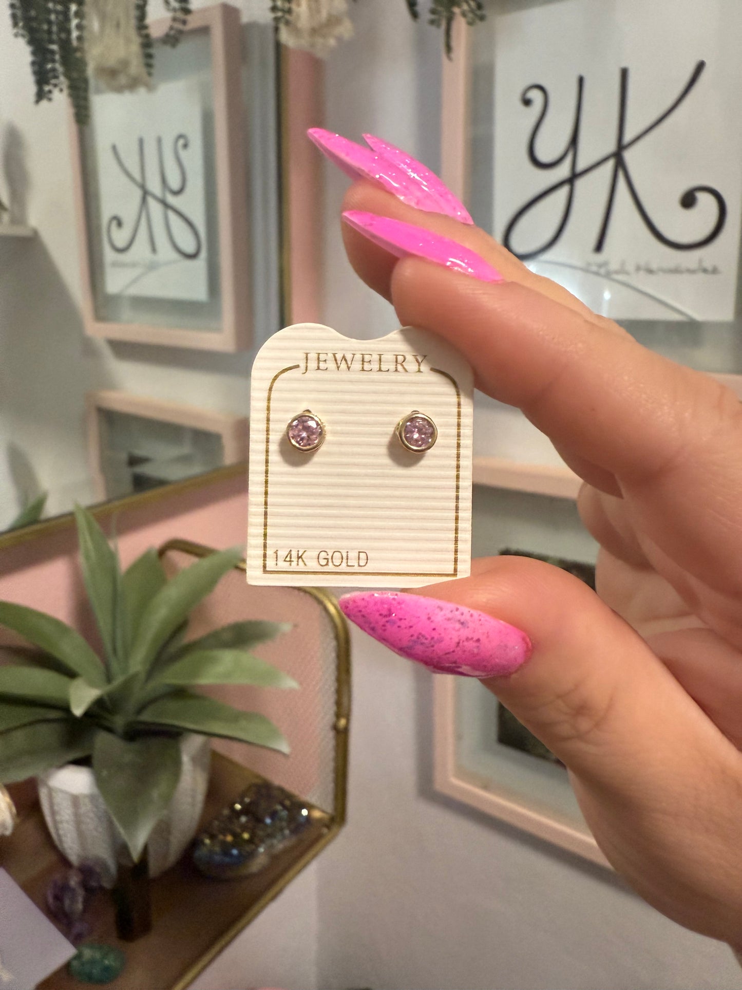 Pink Zirconia Stud